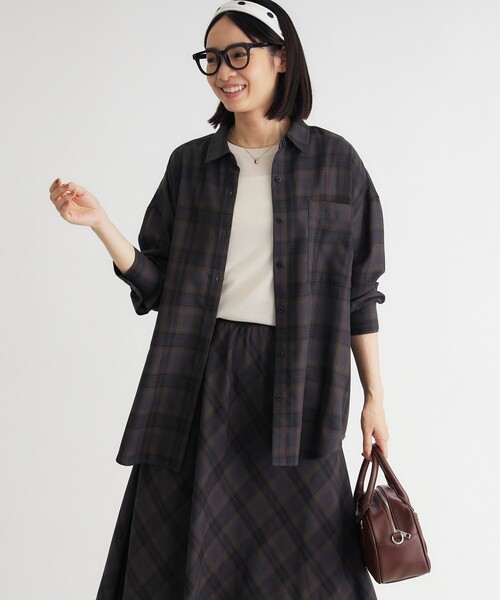 HONEYSUCKLE ROSE(ハニーサックルローズ)の「アソート柄ビッグチェックシャツ(シャツ/ブラウス・レディース・ライトパープル/ネイビー/ブラウン系その他/ブラック系・04/03/05)」の12枚目の写真
