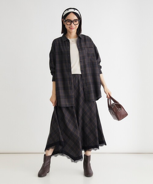 HONEYSUCKLE ROSE(ハニーサックルローズ)の「アソート柄ビッグチェックシャツ(シャツ/ブラウス・レディース・ライトパープル/ネイビー/ブラウン系その他/ブラック系・04/03/05)」の15枚目の写真