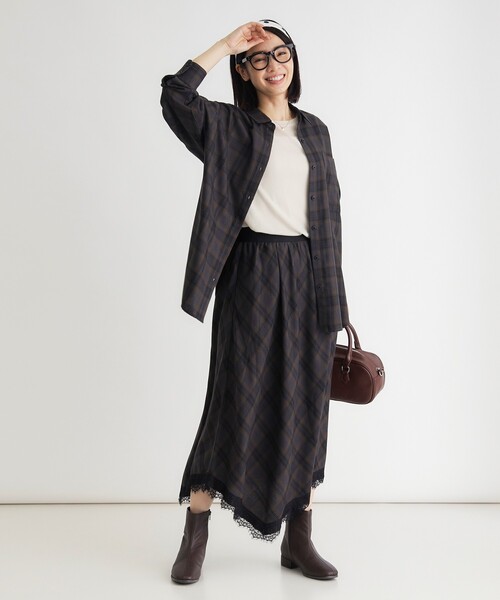 HONEYSUCKLE ROSE(ハニーサックルローズ)の「アソート柄ビッグチェックシャツ(シャツ/ブラウス・レディース・ライトパープル/ネイビー/ブラウン系その他/ブラック系・04/03/05)」の16枚目の写真