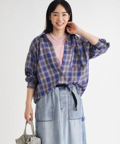 HONEYSUCKLE ROSE(ハニーサックルローズ)の「アソート柄ビッグチェックシャツ(シャツ/ブラウス・レディース・ライトパープル/ネイビー/ブラウン系その他/ブラック系・04/03/05)」の17枚目の写真