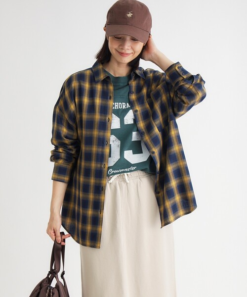 HONEYSUCKLE ROSE（ハニーサックルローズ）の「《★今秋マストバイ★/店舗人気アイテム/体型カバー》アソート柄ビッグチェックシャツ（シャツ/ブラウス・レディース・ライトパープル/ネイビー/ブラウン系その他/ブラック系・04/03/05）」の17枚目の写真