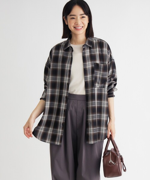 HONEYSUCKLE ROSE（ハニーサックルローズ）の「《★今秋マストバイ★/店舗人気アイテム/体型カバー》アソート柄ビッグチェックシャツ（シャツ/ブラウス・レディース・ライトパープル/ネイビー/ブラウン系その他/ブラック系・04/03/05）」の22枚目の写真