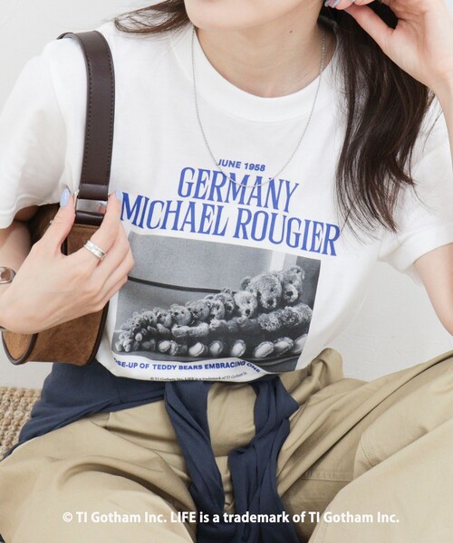 GOOD ROCK SPEED(グッドロックスピード)の「【haru × GOOD ROCK SPEED】PhotoロゴコンパクトTシャツ(Tシャツ/カットソー・レディース・オフホワイト/ネイビー・38/36)」の1枚目の写真