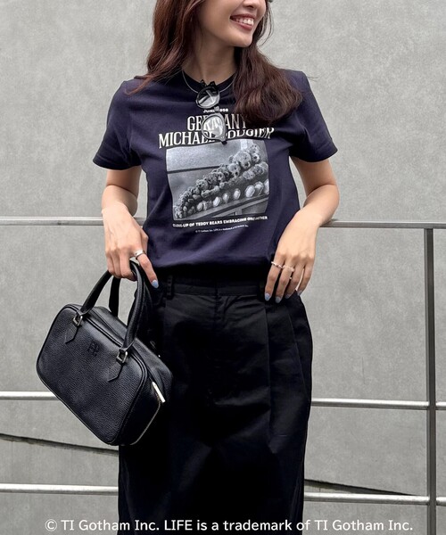 GOOD ROCK SPEED（グッドロックスピード）の「【haru × GOOD ROCK SPEED】PhotoロゴコンパクトTシャツ（Tシャツ/カットソー・レディース・オフホワイト/ネイビー・38/36）」の4枚目の写真