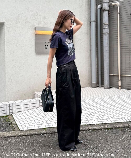 GOOD ROCK SPEED（グッドロックスピード）の「【haru × GOOD ROCK SPEED】PhotoロゴコンパクトTシャツ（Tシャツ/カットソー・レディース・オフホワイト/ネイビー・38/36）」の9枚目の写真