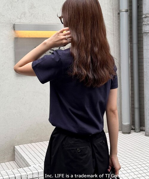 GOOD ROCK SPEED（グッドロックスピード）の「【haru × GOOD ROCK SPEED】PhotoロゴコンパクトTシャツ（Tシャツ/カットソー・レディース・オフホワイト/ネイビー・38/36）」の10枚目の写真