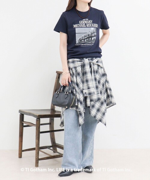 GOOD ROCK SPEED（グッドロックスピード）の「【haru × GOOD ROCK SPEED】PhotoロゴコンパクトTシャツ（Tシャツ/カットソー・レディース・オフホワイト/ネイビー・38/36）」の11枚目の写真