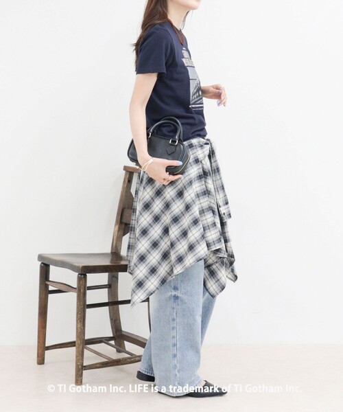 GOOD ROCK SPEED（グッドロックスピード）の「【haru × GOOD ROCK SPEED】PhotoロゴコンパクトTシャツ（Tシャツ/カットソー・レディース・オフホワイト/ネイビー・38/36）」の13枚目の写真