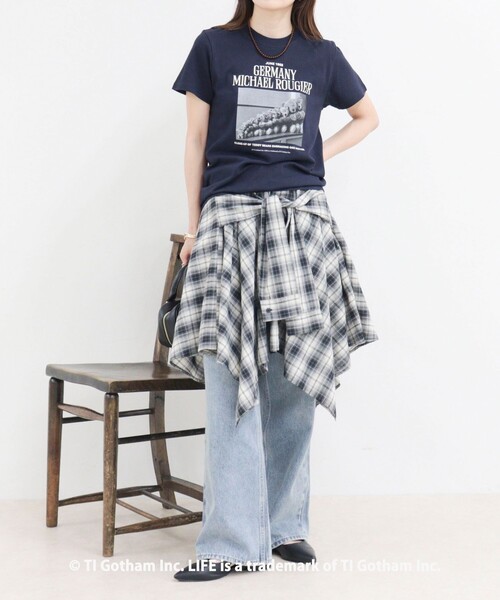 GOOD ROCK SPEED（グッドロックスピード）の「【haru × GOOD ROCK SPEED】PhotoロゴコンパクトTシャツ（Tシャツ/カットソー・レディース・オフホワイト/ネイビー・38/36）」の15枚目の写真