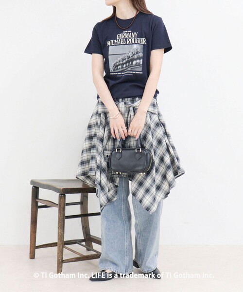 GOOD ROCK SPEED（グッドロックスピード）の「【haru × GOOD ROCK SPEED】PhotoロゴコンパクトTシャツ（Tシャツ/カットソー・レディース・オフホワイト/ネイビー・38/36）」の16枚目の写真