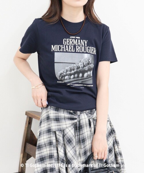 GOOD ROCK SPEED（グッドロックスピード）の「【haru × GOOD ROCK SPEED】PhotoロゴコンパクトTシャツ（Tシャツ/カットソー・レディース・オフホワイト/ネイビー・38/36）」の18枚目の写真