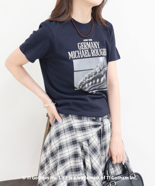 GOOD ROCK SPEED（グッドロックスピード）の「【haru × GOOD ROCK SPEED】PhotoロゴコンパクトTシャツ（Tシャツ/カットソー・レディース・オフホワイト/ネイビー・38/36）」の19枚目の写真