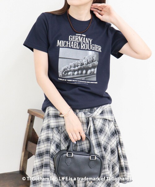 GOOD ROCK SPEED（グッドロックスピード）の「【haru × GOOD ROCK SPEED】PhotoロゴコンパクトTシャツ（Tシャツ/カットソー・レディース・オフホワイト/ネイビー・38/36）」の21枚目の写真