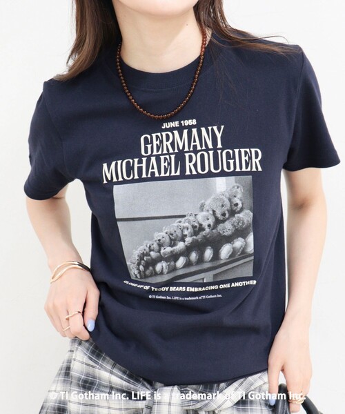 GOOD ROCK SPEED（グッドロックスピード）の「【haru × GOOD ROCK SPEED】PhotoロゴコンパクトTシャツ（Tシャツ/カットソー・レディース・オフホワイト/ネイビー・38/36）」の22枚目の写真