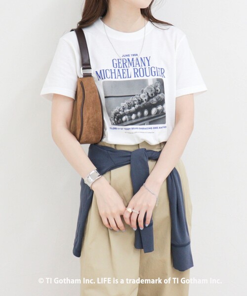 GOOD ROCK SPEED(グッドロックスピード)の「【haru × GOOD ROCK SPEED】PhotoロゴコンパクトTシャツ(Tシャツ/カットソー・レディース・オフホワイト/ネイビー・38/36)」の3枚目の写真