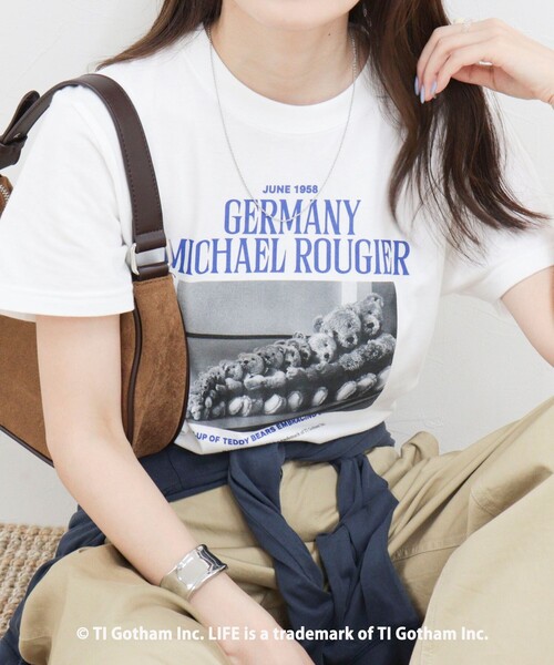 GOOD ROCK SPEED(グッドロックスピード)の「【haru × GOOD ROCK SPEED】PhotoロゴコンパクトTシャツ(Tシャツ/カットソー・レディース・オフホワイト/ネイビー・38/36)」の5枚目の写真