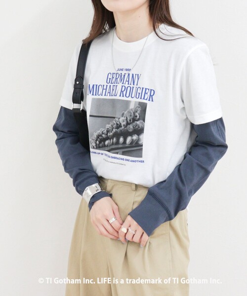 GOOD ROCK SPEED(グッドロックスピード)の「【haru × GOOD ROCK SPEED】PhotoロゴコンパクトTシャツ(Tシャツ/カットソー・レディース・オフホワイト/ネイビー・38/36)」の9枚目の写真