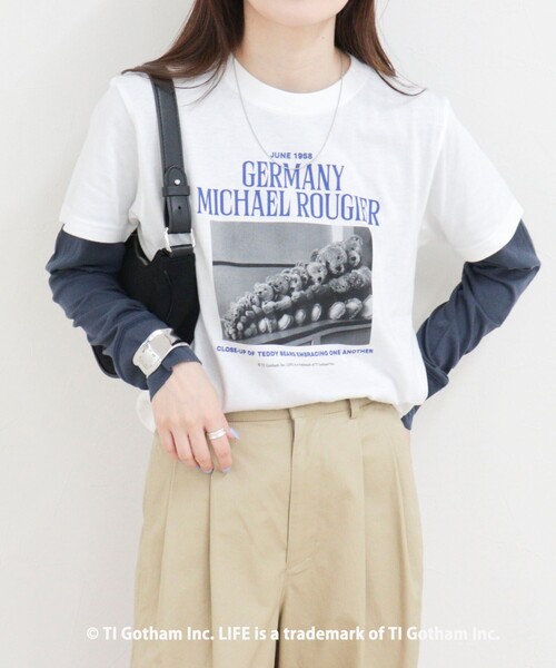 GOOD ROCK SPEED(グッドロックスピード)の「【haru × GOOD ROCK SPEED】PhotoロゴコンパクトTシャツ(Tシャツ/カットソー・レディース・オフホワイト/ネイビー・38/36)」の10枚目の写真