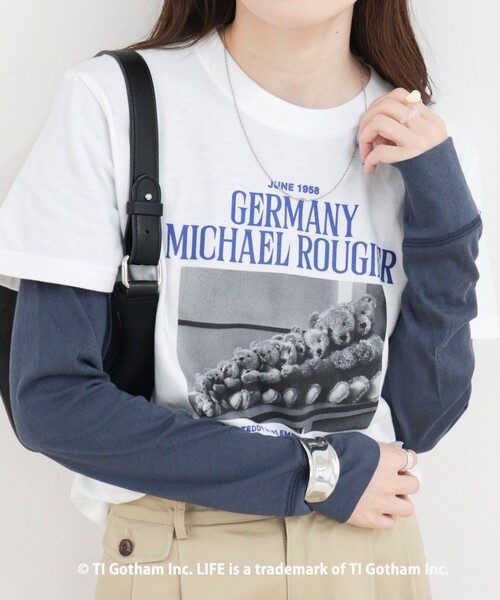GOOD ROCK SPEED(グッドロックスピード)の「【haru × GOOD ROCK SPEED】PhotoロゴコンパクトTシャツ(Tシャツ/カットソー・レディース・オフホワイト/ネイビー・38/36)」の11枚目の写真
