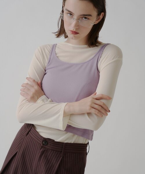 WHIMSIC（ウィムジック）の「【UNISEX】ソフトシアークルーネックＴ＆リブタンクトップ（Tシャツ/カットソー・レディース・ブラウン/ピンク/オフホワイト・FREE）」の2枚目の写真