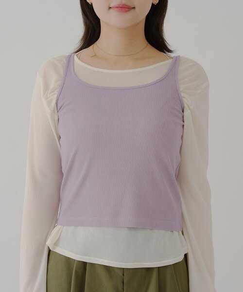 WHIMSIC（ウィムジック）の「【UNISEX】ソフトシアークルーネックＴ＆リブタンクトップ（Tシャツ/カットソー・レディース・ブラウン/ピンク/オフホワイト・FREE）」の13枚目の写真