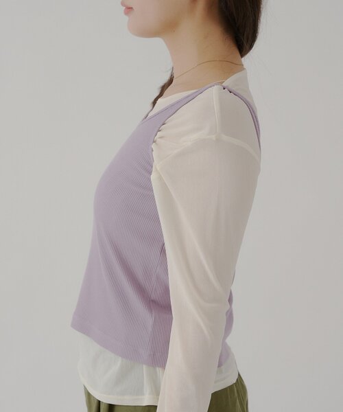 WHIMSIC（ウィムジック）の「【UNISEX】ソフトシアークルーネックＴ＆リブタンクトップ（Tシャツ/カットソー・レディース・ブラウン/ピンク/オフホワイト・FREE）」の14枚目の写真