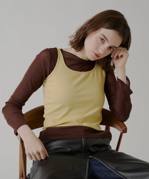 WHIMSIC（ウィムジック）の「【UNISEX】ソフトシアークルーネックＴ＆リブタンクトップ（Tシャツ/カットソー・レディース・ブラウン/ピンク/オフホワイト・FREE）」の19枚目の写真