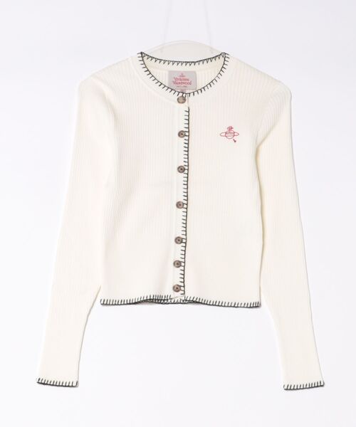Vivienne Westwood(ヴィヴィアンウエストウッド)の「ブランケットステッチリブカーディガン(カーディガン/ボレロ・レディース・ホワイト/ブラック/ベージュ・FREE)」の1枚目の写真
