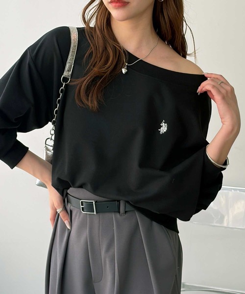 U.S. POLO ASSN.(ユーエスポロアッスン)の「GeeRA別注【U.S. POLO ASSN.】ボリューム袖オフショルダーボートネックスウェット(スウェット・レディース・ネイビー/杢グレー/ブラック・X-LARGE/LARGE/MEDIUM/SMALL)」の5枚目の写真
