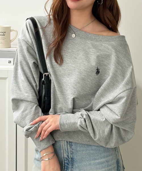 U.S. POLO ASSN.(ユーエスポロアッスン)の「GeeRA別注【U.S. POLO ASSN.】ボリューム袖オフショルダーボートネックスウェット(スウェット・レディース・ネイビー/杢グレー/ブラック・X-LARGE/LARGE/MEDIUM/SMALL)」の8枚目の写真