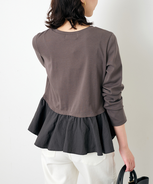 SLOBE IENA(スローブイエナ)の「布帛ドッキングフライスカットソー(Tシャツ/カットソー・レディース・イエロー/チャコールグレー・FREE)」の13枚目の写真
