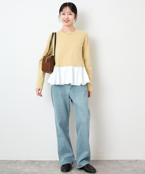 SLOBE IENA(スローブイエナ)の「布帛ドッキングフライスカットソー(Tシャツ/カットソー・レディース・イエロー/チャコールグレー・FREE)」の14枚目の写真