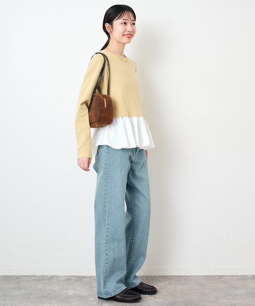 SLOBE IENA(スローブイエナ)の「布帛ドッキングフライスカットソー(Tシャツ/カットソー・レディース・イエロー/チャコールグレー・FREE)」の15枚目の写真