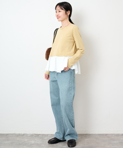 SLOBE IENA(スローブイエナ)の「布帛ドッキングフライスカットソー(Tシャツ/カットソー・レディース・イエロー/チャコールグレー・FREE)」の17枚目の写真