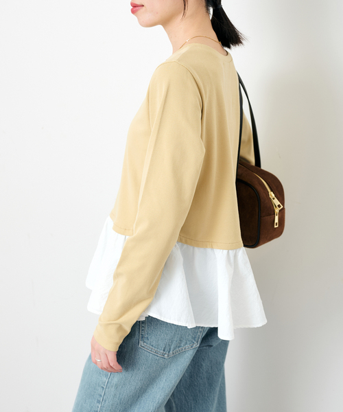 SLOBE IENA(スローブイエナ)の「布帛ドッキングフライスカットソー(Tシャツ/カットソー・レディース・イエロー/チャコールグレー・FREE)」の20枚目の写真