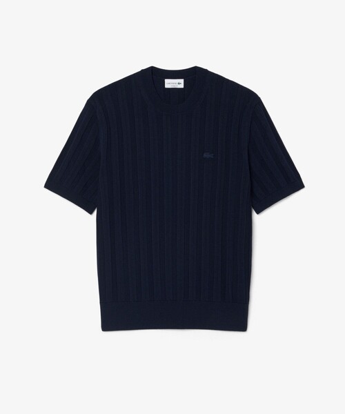 LACOSTE(ラコステ)の「レーヨンブレンド ストライプ リブニットショートスリーブセーター(ニット/セーター・メンズ・ダークネイビー/ライトグレー・3/4/2/5)」の13枚目の写真