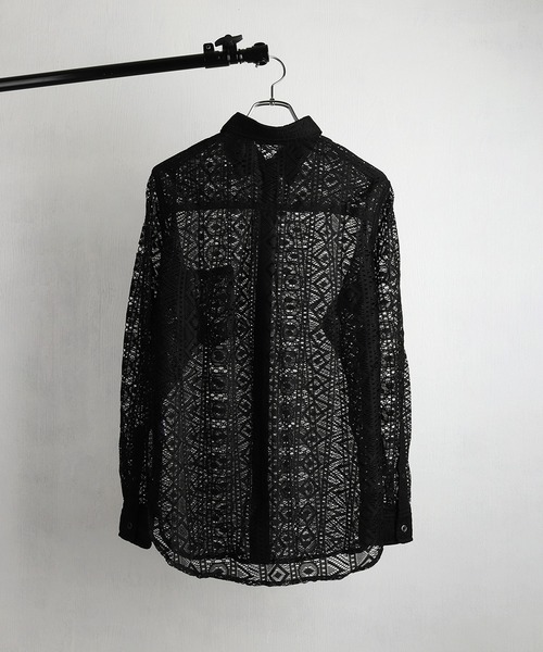 WESTSEA（ウエストシー）の「総レース シアー長袖シャツ / レギュラーカラー レースシャツ（シャツ/ブラウス・メンズ・ブラウン/ブラック/ホワイト・XL/M/L）」の16枚目の写真