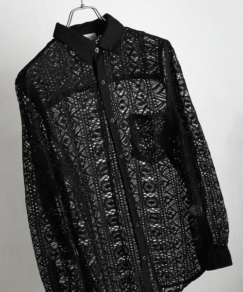 WESTSEA（ウエストシー）の「総レース シアー長袖シャツ / レギュラーカラー レースシャツ（シャツ/ブラウス・メンズ・ブラウン/ブラック/ホワイト・XL/M/L）」の17枚目の写真