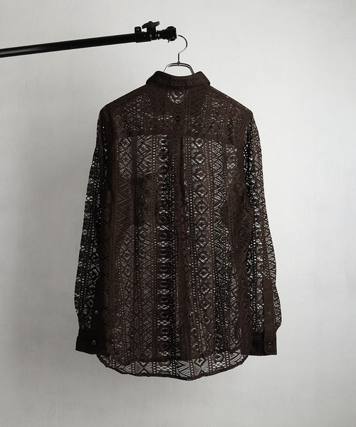 WESTSEA（ウエストシー）の「総レース シアー長袖シャツ / レギュラーカラー レースシャツ（シャツ/ブラウス・メンズ・ブラウン/ブラック/ホワイト・XL/M/L）」の20枚目の写真