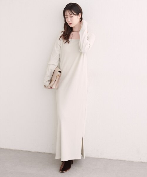 natural couture(ナチュラルクチュール)の「前後2WAYラメテレコワンピース(ワンピース・レディース・オフホワイト/ブラウン/ブラック・FREE)」の6枚目の写真