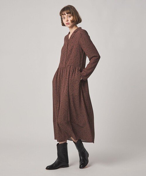 Steven Alan(スティーブンアラン)の「<Steven Alan>ドット フラワー ワンピース(ワンピース・レディース・ダークブラウン/ネイビー・S/M)」の4枚目の写真
