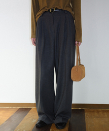TWO TUCK WIDE SLACKS - CHARCOAL