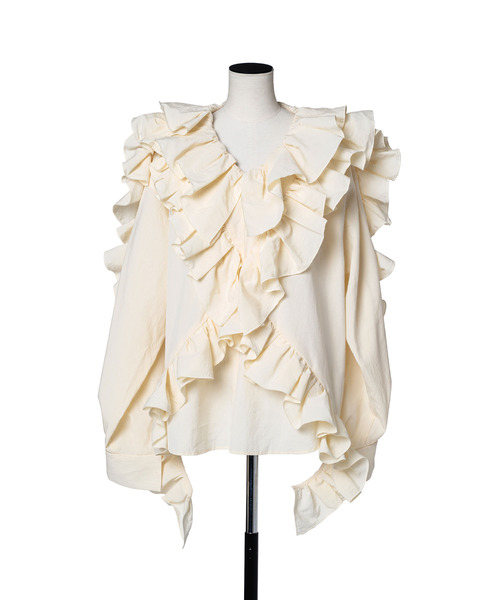 muller of yoshiokubo(ミュラーオブヨシオクボ)の「muller of yoshiokubo ミュラーオブヨシオクボ / FRILLED BLOUSE フリルブラウス / MLF26211(シャツ/ブラウス・レディース・カーキ/アイボリー・FREE)」の11枚目の写真