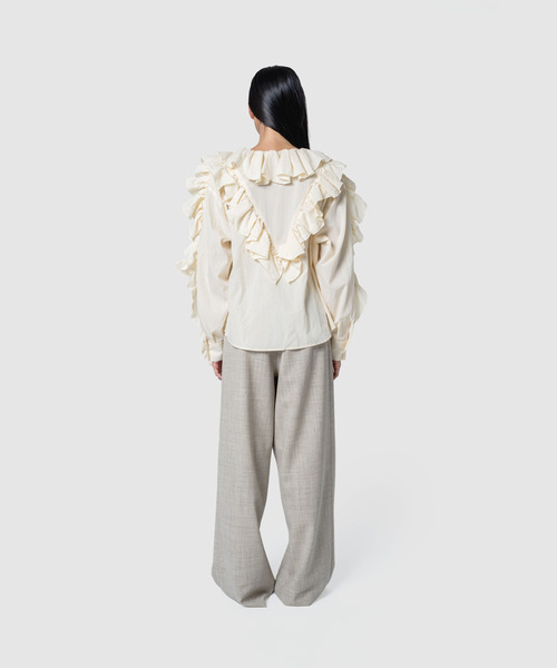 muller of yoshiokubo(ミュラーオブヨシオクボ)の「muller of yoshiokubo ミュラーオブヨシオクボ / FRILLED BLOUSE フリルブラウス / MLF26211(シャツ/ブラウス・レディース・カーキ/アイボリー・FREE)」の14枚目の写真