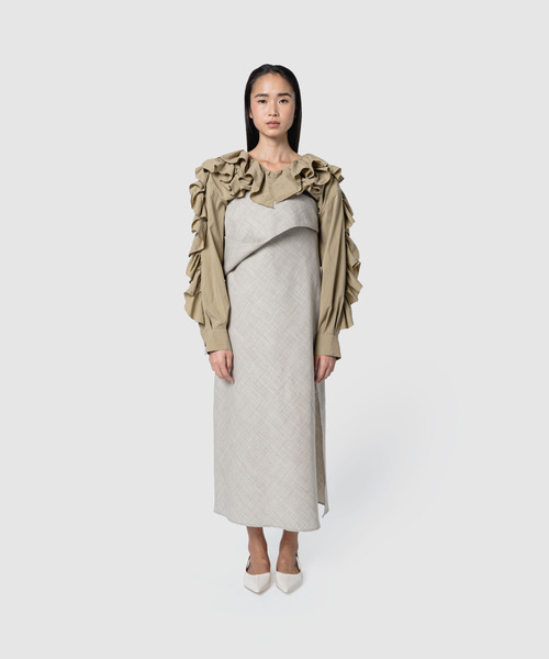 muller of yoshiokubo(ミュラーオブヨシオクボ)の「muller of yoshiokubo ミュラーオブヨシオクボ / FRILLED BLOUSE フリルブラウス / MLF26211(シャツ/ブラウス・レディース・カーキ/アイボリー・FREE)」の16枚目の写真