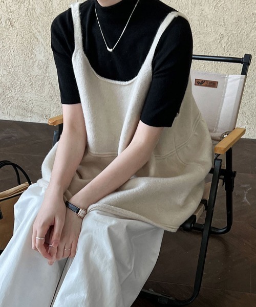 SHEPP（シープ）の「【26年秋冬新作】レイヤード ニット キャミソール ビスチェ（ニット/セーター・レディース・ブラック/レッド/グレー/ホワイト・L/M）」の18枚目の写真