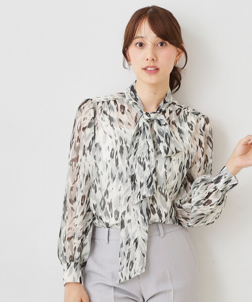 COUP DE CHANCE(クードシャンス)の「【手洗い可/日本製】レオパード ボウタイブラウス(シャツ/ブラウス・レディース・ベージュ系その他4/ライトグレー系/ピンク系5・34/36/38/40)」の5枚目の写真