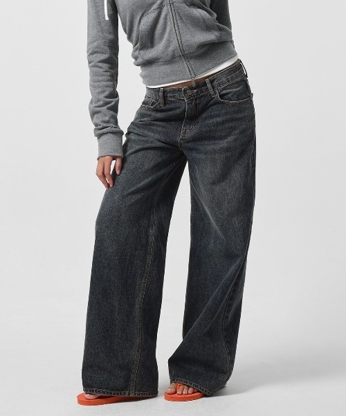 BLACKUP（ブラックアップ）の「[B-DENIM] DARK BLUE WIDE 059（デニムパンツ・レディース・ダークブルー・SMALL/LARGE/MEDIUM）」の4枚目の写真