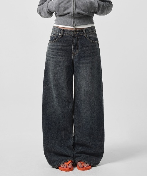 BLACKUP（ブラックアップ）の「[B-DENIM] DARK BLUE WIDE 059（デニムパンツ・レディース・ダークブルー・SMALL/LARGE/MEDIUM）」の16枚目の写真