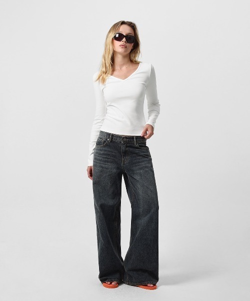 BLACKUP（ブラックアップ）の「[B-DENIM] DARK BLUE WIDE 059（デニムパンツ・レディース・ダークブルー・SMALL/LARGE/MEDIUM）」の2枚目の写真
